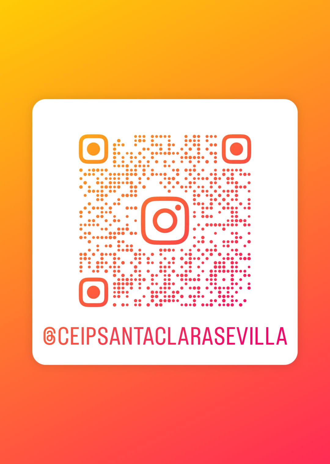 Código QR para seguir al CEIP Santa Clara en Instagram @ceipsantaclarasevilla